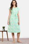 Zivame Aquarelle Woven Loungewear Mid Length Nightdress - Lime Cream — thumbnail 2